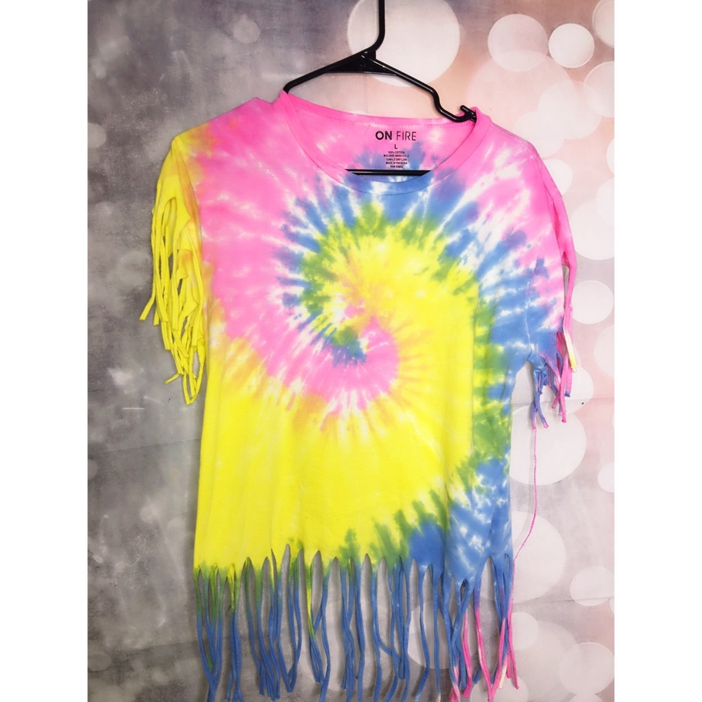 Tie dye fringe shirt